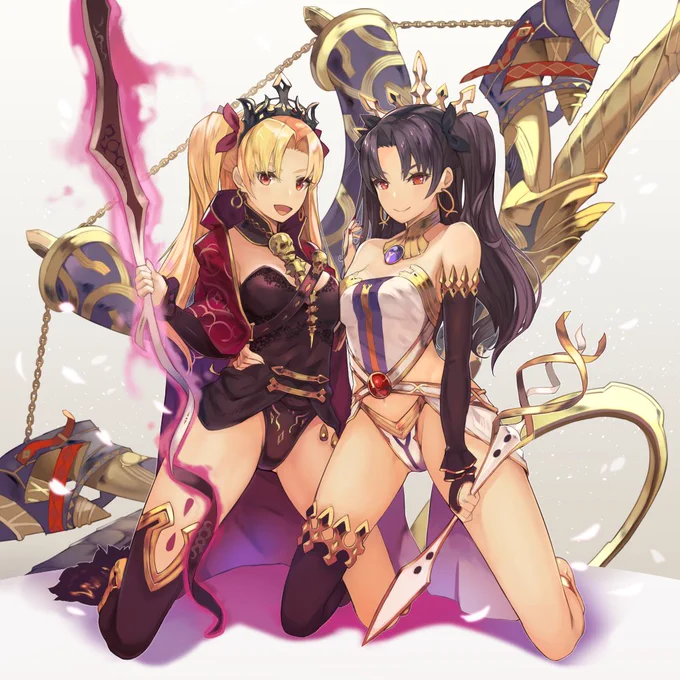 イシュタルとエレシュキガル(文字無し版) #FGO #週に一枚位描くべきなのでは 