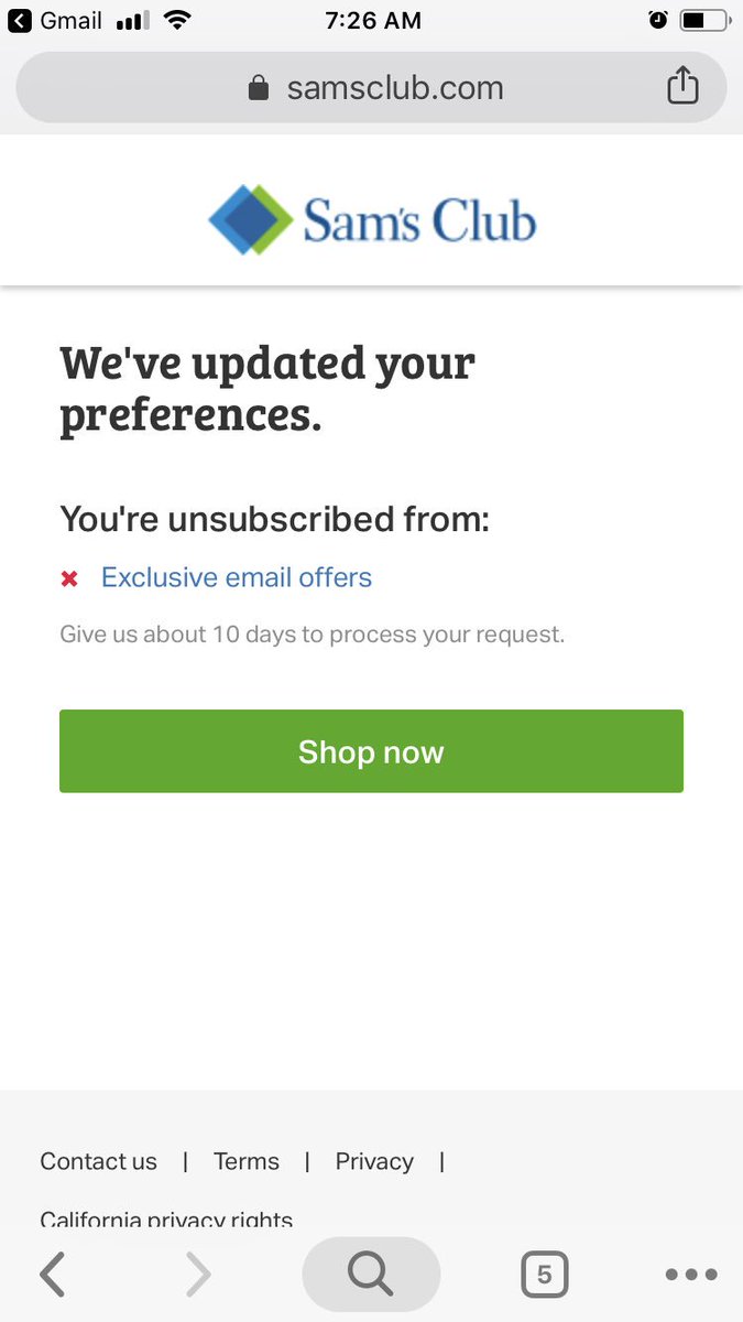 WexfordPartners's tweet photo. This is a smart unsubscribe feature - adding a “Shop now” button after successfully unsubscribing. Good job @SamsClub!!

#ux #communication #sales #email https://t.co/WOUwiTfP9v