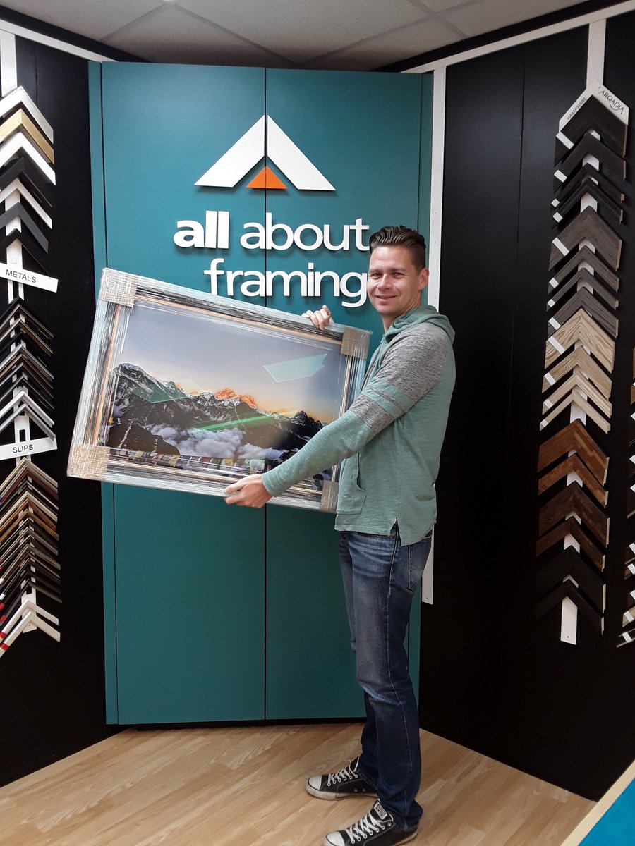 allaboutframing's tweet photo. From concept to the final product. This STUNNING picture was taken by the customer whilst climbing Mount Everest. @allaboutframing put some ideas together to focus on the brilliant colours of the sunset on the mountain. A pleasure to frame something as unique as this.. Stunning! https://t.co/4j64BMUhZY
