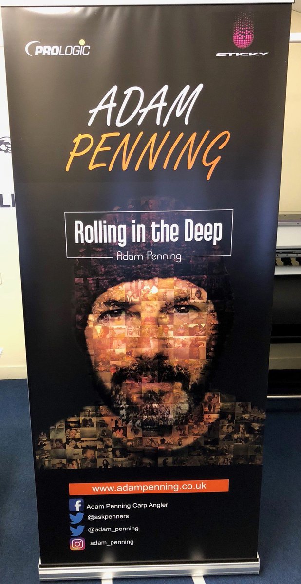 We have just printed this roll up banner for Adam Penning who will be at Browns Angling in Leighton Buzzard this coming Saturday. This is sure to be a great day with Adam signing copies of his new book "Rolling in the Deep" <a href="/Adam_Penning/">Adam Penning</a> <a href="/askpenners/">ADAM PENNING</a> <a href="/BrownsAngling/">Browns Angling</a>