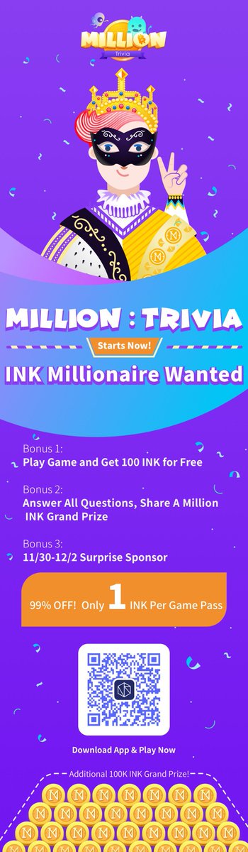 MillionTrivia's tweet photo. Million: Trivia is officially online now! The first game is on Nov. 30! Don't forget to buy your game pass!  click https://t.co/vGdItTA0aJ #newgame #blockchaingame #plsretweet https://t.co/syyQ0Aj1aq