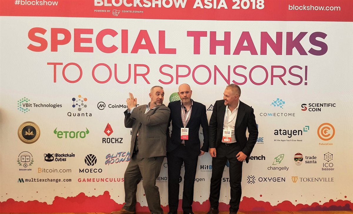 storage_battery's tweet photo. #BatteryStorage's first day at the Blockshow Asia 2018 in #Singapore 🇸🇬 Our team is feeling pretty cheerful! Come and meet us at the booth C18! 😉 #BlockshowAsia #crypto #Blockchain #BlockshowAsia2018 #RenewableEnergy #STO #UK #SecurityTokenOffering #GreenEnergy #blockchainevents https://t.co/ILlDOEhlmr