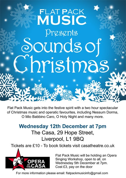 CasaTheatre's tweet photo. @flatpackmusic_ 'Introduction to the world of Opera' Workshop Wed 5 Dec 7pm @CasaTheatre @CasaLiverpool - open to all from beginner to would-be diva! £3 pay on door. Come along and have some fun (+ Sounds of Christmas Show  12 Dec - £10 - tickets: https://t.co/jbUIKGj5ak) #opera https://t.co/lzHeIen9rr