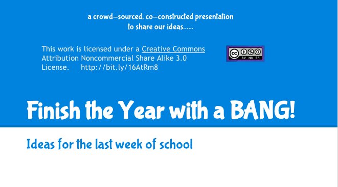 Finish the Year with a BANG! Crowd sourced ideas from Kiwi Teachers bit.ly/Finishwithabang Please add your own, share and RT #edchatNZ #aussieED #Christmas