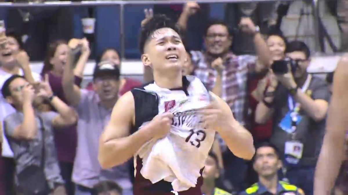 JulianMauricio's tweet photo. Sending this guy some love. He played brilliantly too. If he hadn't made that shot at the 10.7-second mark in the fourth quarter, the game could've turned out very differently for the UP Fighting Maroons. You're awesome, @Jun13Manzo. You did us proud. #AtinTwo #UPFight #UPvsAdU https://t.co/10q82XAide