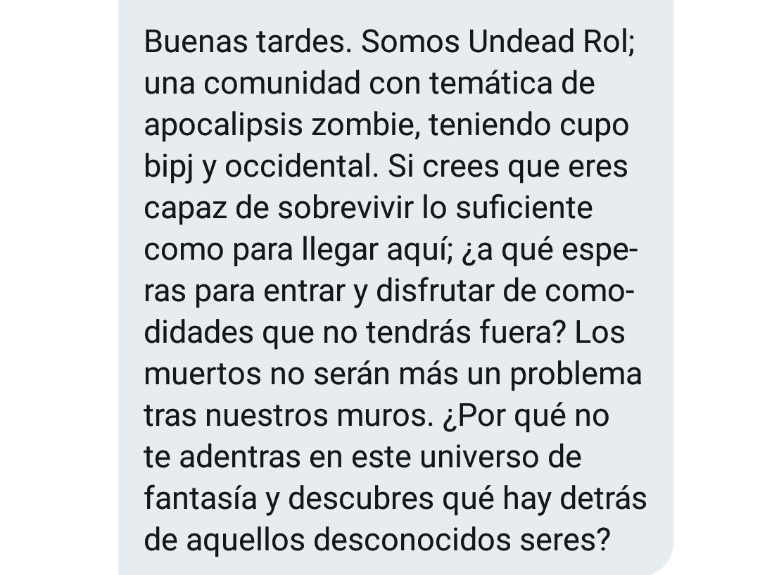 — ¿Que esperan para unirse a <a href="/UndeadRolPromo/">Uɴᴅᴇᴀᴅ Rᴏʟ Pʀᴏᴍᴏ (off)</a> ? Solo pocos logran sobrevivir fuera, deberían darse la oportunidad de vivir con un grupo que les ayudará a enfrentar estos fenómenos.