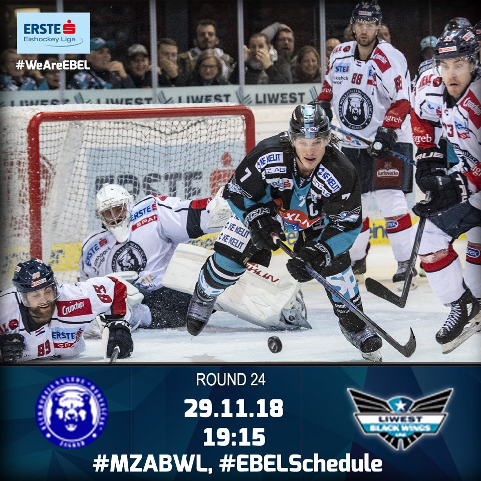 win2dayICE's tweet photo. .@KHL_MedvescakZG and @BlackWingsLinz will be in a fight for points in the @erstebankliga in #Zagreb on Thursday. #EBELSchedule, #WeAreEBEL. https://t.co/inlZev7CXM