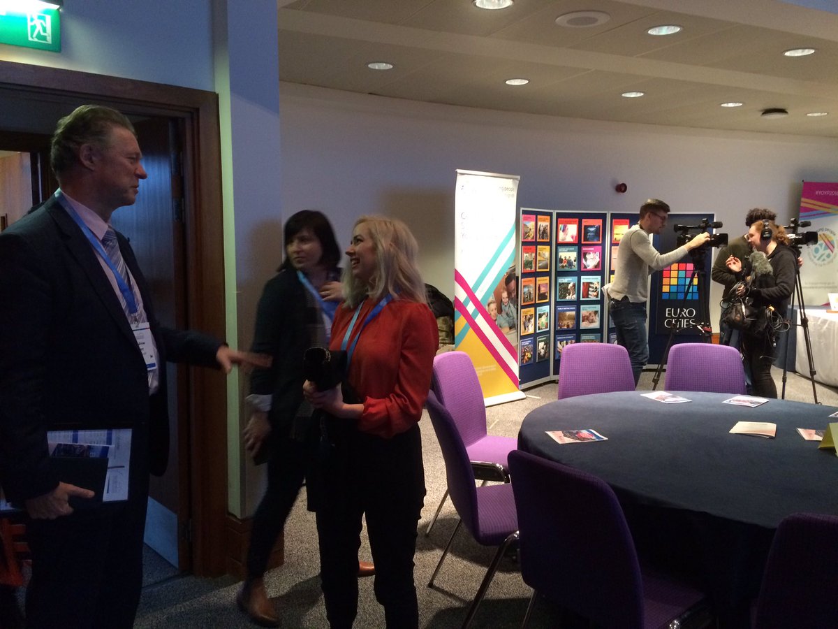 lornamacedin's tweet photo. Hotting up @eicc for @EUROCITIEStweet 2018 with delegates arriving, Edinburgh young volunteers welcoming. Creative Competitive Cities!! Excited! @Edinburgh_CC #EdinCreativeLearning https://t.co/KQzKCJlLWn
