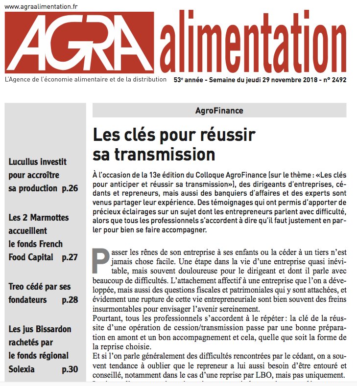 agraalim's tweet photo. A la Une cette semaine : les clés pour anticiper et réussir sa transmission #AgroFinance #TransmissionReprise #LBO https://t.co/dPeYaJ0wcL
