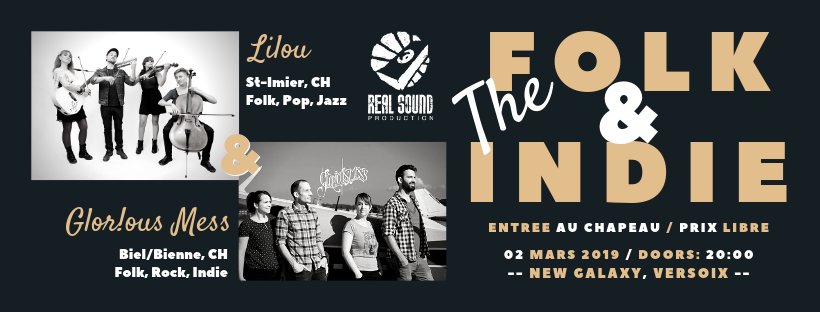 RealSoundProd's tweet photo. Il est temps d'agender cette date du samedi 02 mars 2019
#TheFolkAndIndie - The Folk & Indie Night, Versoix
2 Concerts, folk, pop, rock, indie, jazz
#Versoix #Event #NewGalaxy #concert #concerts #Geneve #Geneva #sortie #live #Indiemusic #folkmusic #popmusic #RealSoundProd https://t.co/Mqx4OFOMyQ