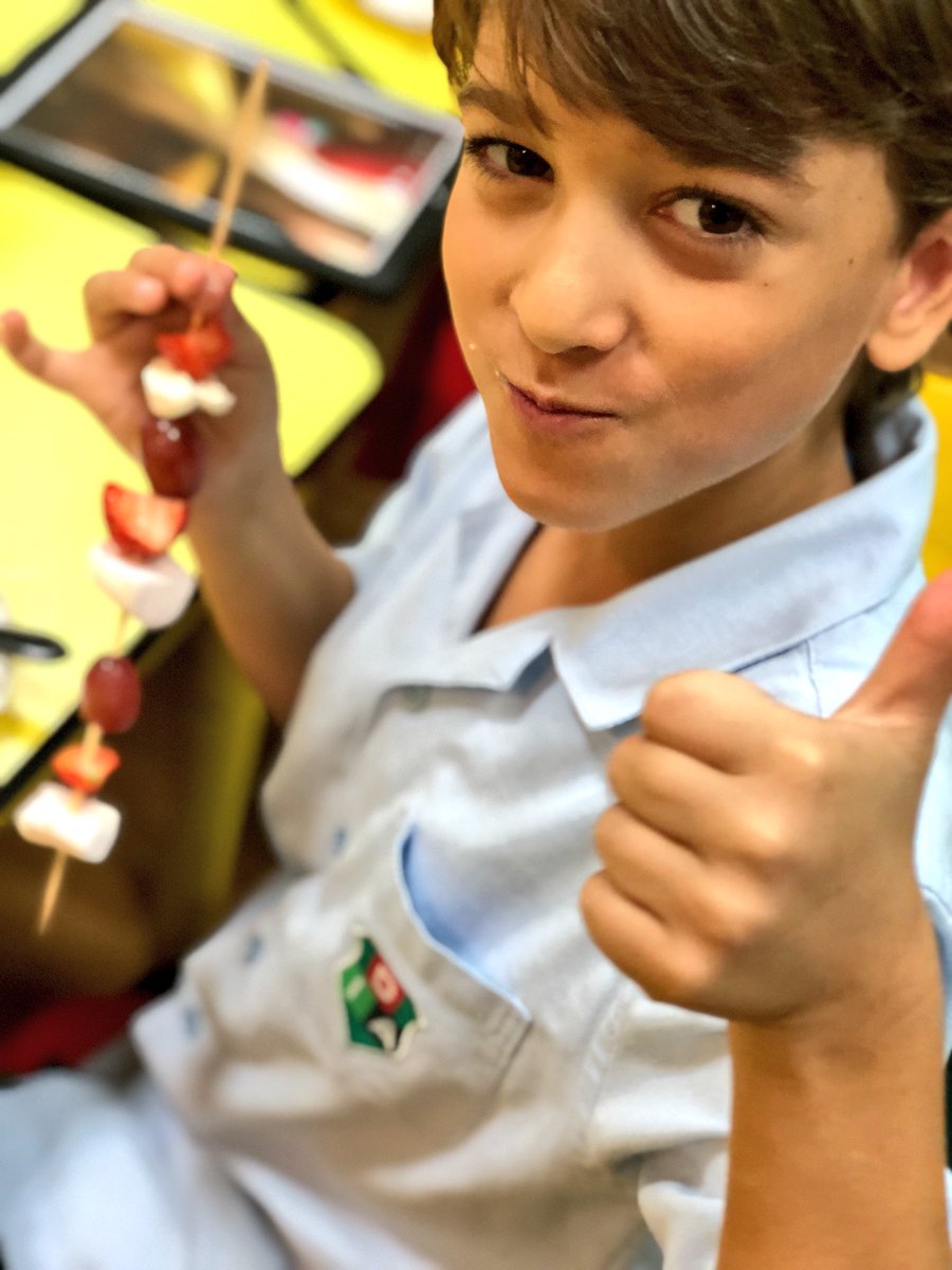 Today, year 2 made fruit kebabs and then wrote instructions in Language Arts on how to make them! #DIAcreativity