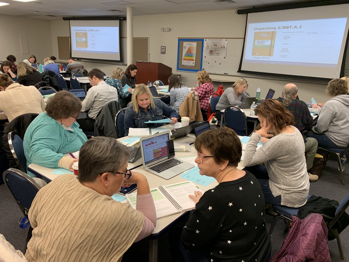 MrsGiampapa's tweet photo. Math Leaders unpacking 5.NBT.A.1! What does the standard expect? #placevalue #mathfunandlearning @JLDaisey @mcpsElemSTEM https://t.co/wYyQNdKz9w