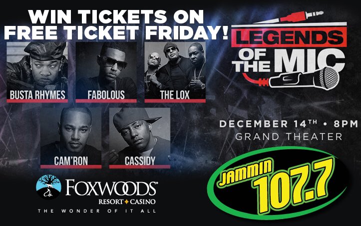 BUSTA RHYMES, CAM'RON, FABOLOUS, THE LOX, &amp; CASSIDY win tickets FRIDAY,  to go see them all LIVE at Foxwoods Resort Casino December 14th!