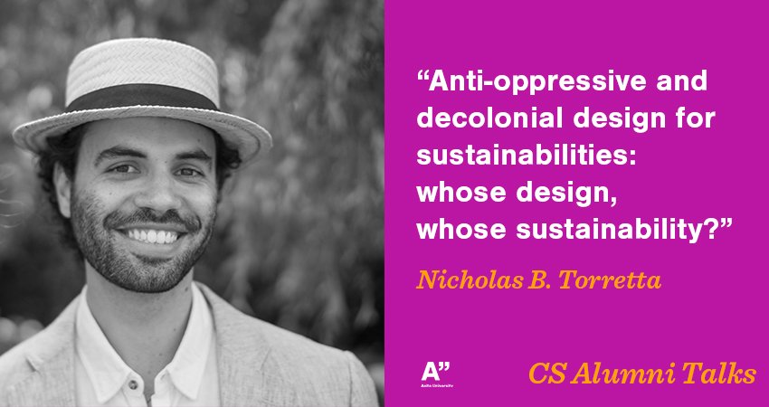 AaltoCS's tweet image. This Friday #CS Alumni, Nicholas Torretta will give a talk titled: “Anti-oppressive and decolonial design for sustainabilities: whose design, whose sustainability?”

When: 30.11.18 15:00 – 16:00 Where: Q201, Väre

All Welcome! goo.gl/Asf6fP
#decolonialdesign