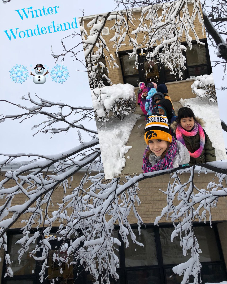 Kindergarten Ss waiting for the morning bell in a Winter Wonderland! #d60learns