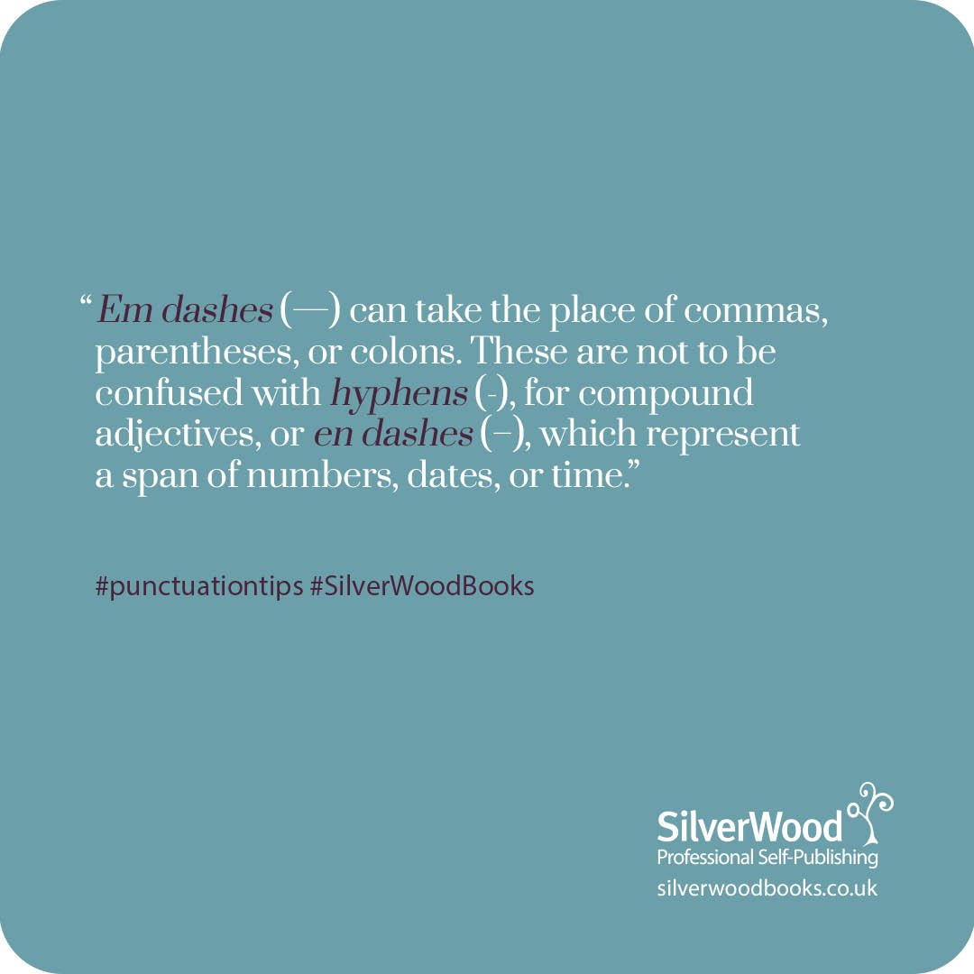 SilverWoodBooks's tweet photo. Using the right dash is important. Here's our guide. #wednesdaywisdom #punctuationtips #dash #editing https://t.co/7QOW72OhbN