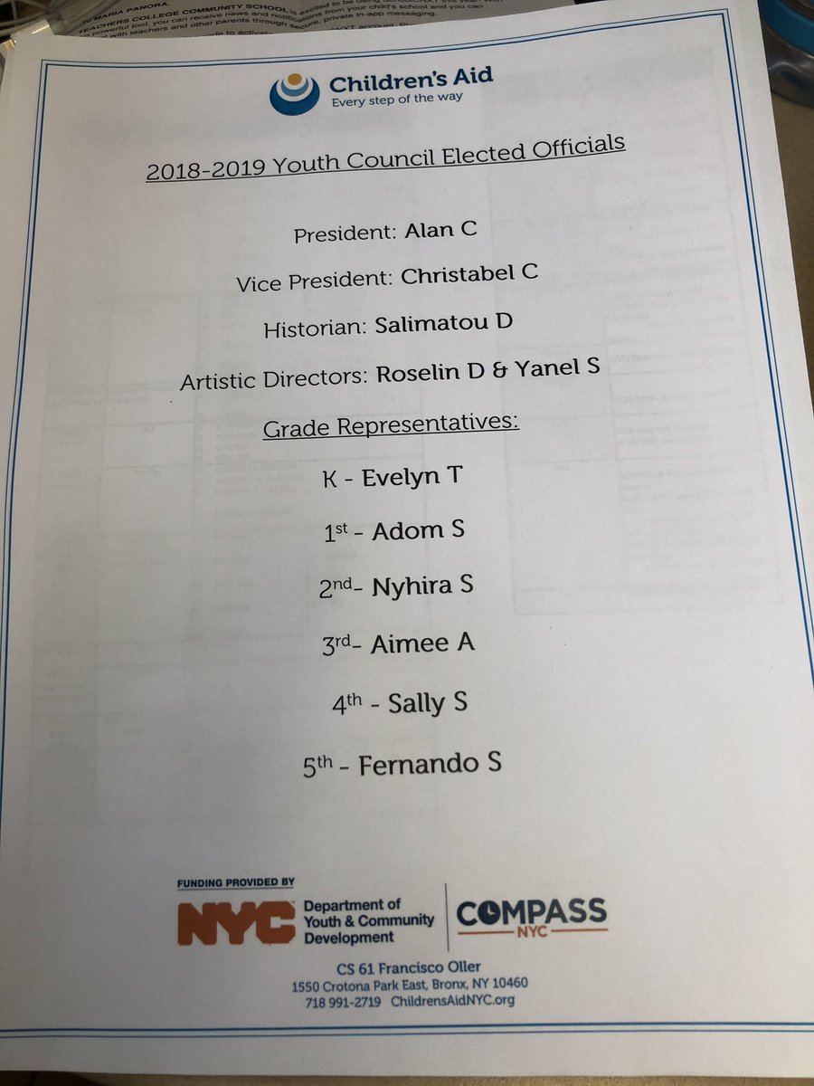 clipz19's tweet photo. Please congratulate our new Youth Council Elected Officials for SY 18-19 @61Public When you stop by our school please look for our YCEO! They can tell you all about our school,students & community @mdc_sanchez @terryjkim @KeylaEAntigua @ronaldcope2 @DOEChancellor @D12SupRosado https://t.co/CxAuTCEtBb