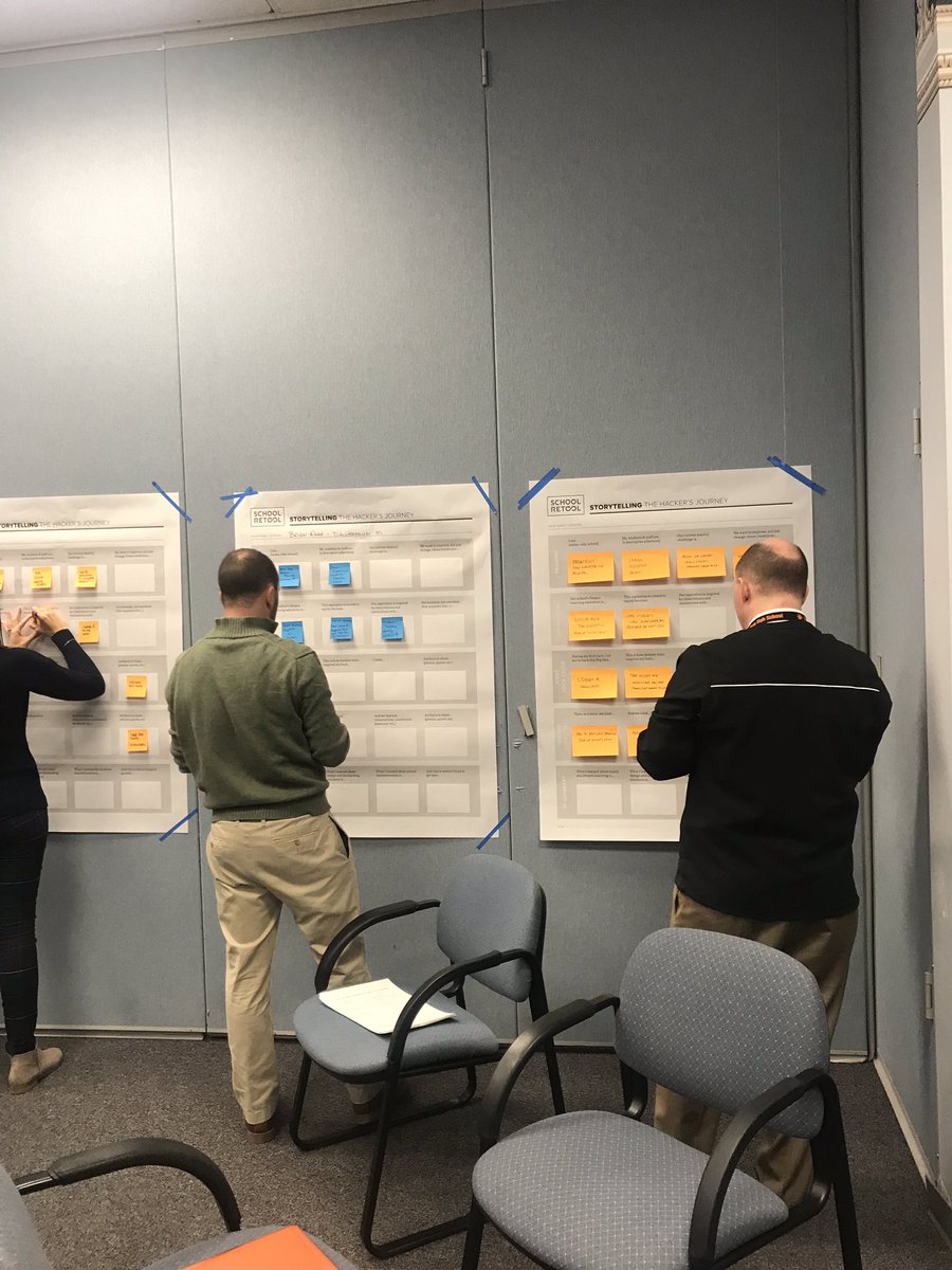 InnovationLab12's tweet photo. @schoolretool principals working on their Hacker’s Journey Stories @LincolnIU12 #hacking #designthinking https://t.co/cSoXhUPPhu
