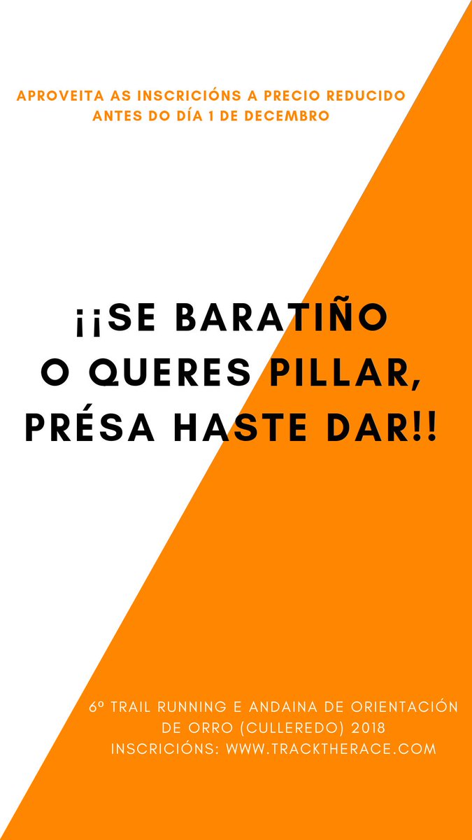 A que esperas para inscribirte?!Rapidiño que a partir do 1 de Decembro subirá o prezo das incricións 2€.