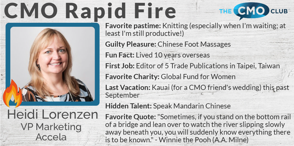 Get to know Silicon Valley CMO Club Member (and founding member!) @hlorenzen of @AccelaSoftware!🔥 #CMOrapidFire #CMO #marketing