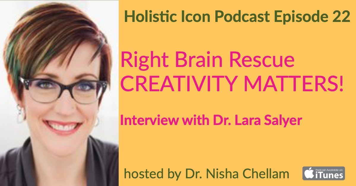 Tapping into your #CREATIVITY leads to better #HEALTH!  #DrLaraSalyer talks about the Right Brain Rescue on the next episode of the Holistic Icon Podcast!  Listen here: tinyurl.com/yca7726f #healthyliving #functionalmedicine #holisticmedicine #transformyourthyroid #thyroid
