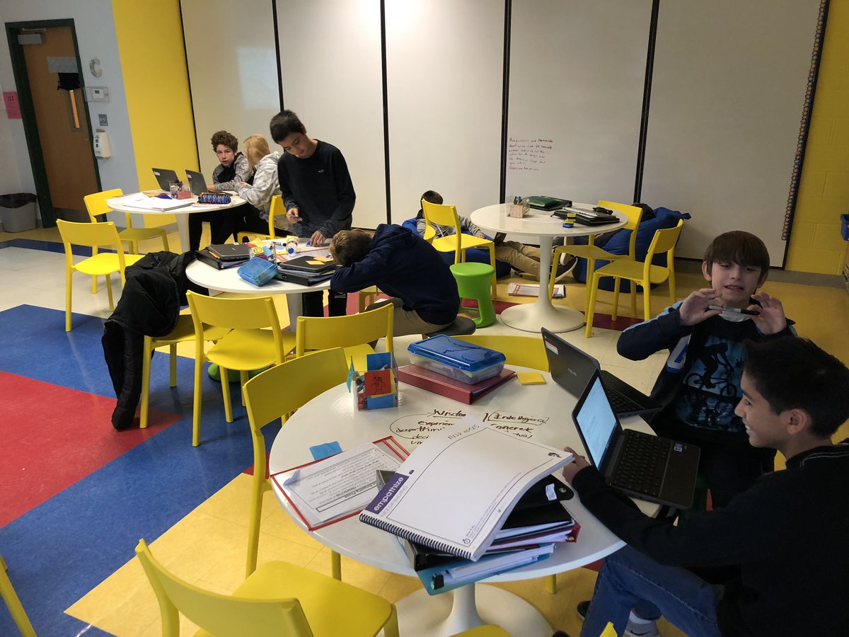 GHSCoaches's tweet photo. Students taking extra time in this #designchallenge to discuss how debt is incurred, the difference between wisdom and intelligence, to watch videos of their users, and discuss differences of opinions. @GreenHills411 @MVIFI https://t.co/5LpHw8y4Sn