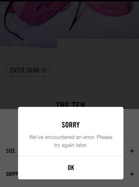 nike snkrs payment error