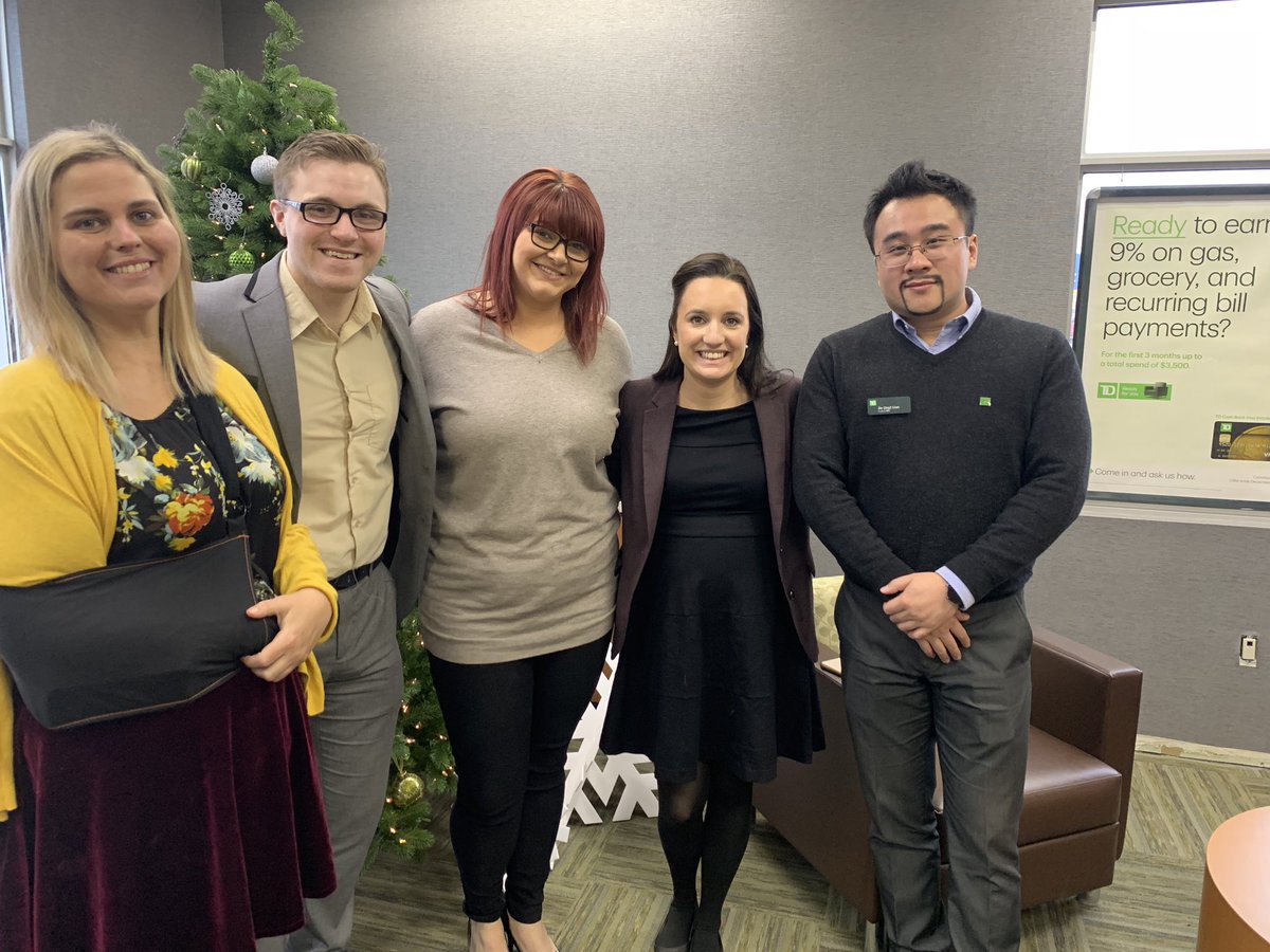 UnitedWayNL's tweet photo. The second stop for ED @TammyDavis709 on the TD roadshow was at the Aberdeen Drive branch of @TD_Canada Thanks to @NicoleKieley of the @NLSACPC for sharing their story of how #communityfrund grants have impacted their crisis line and their overall work. #thanksTd #locallove https://t.co/mnWWv9WzYO