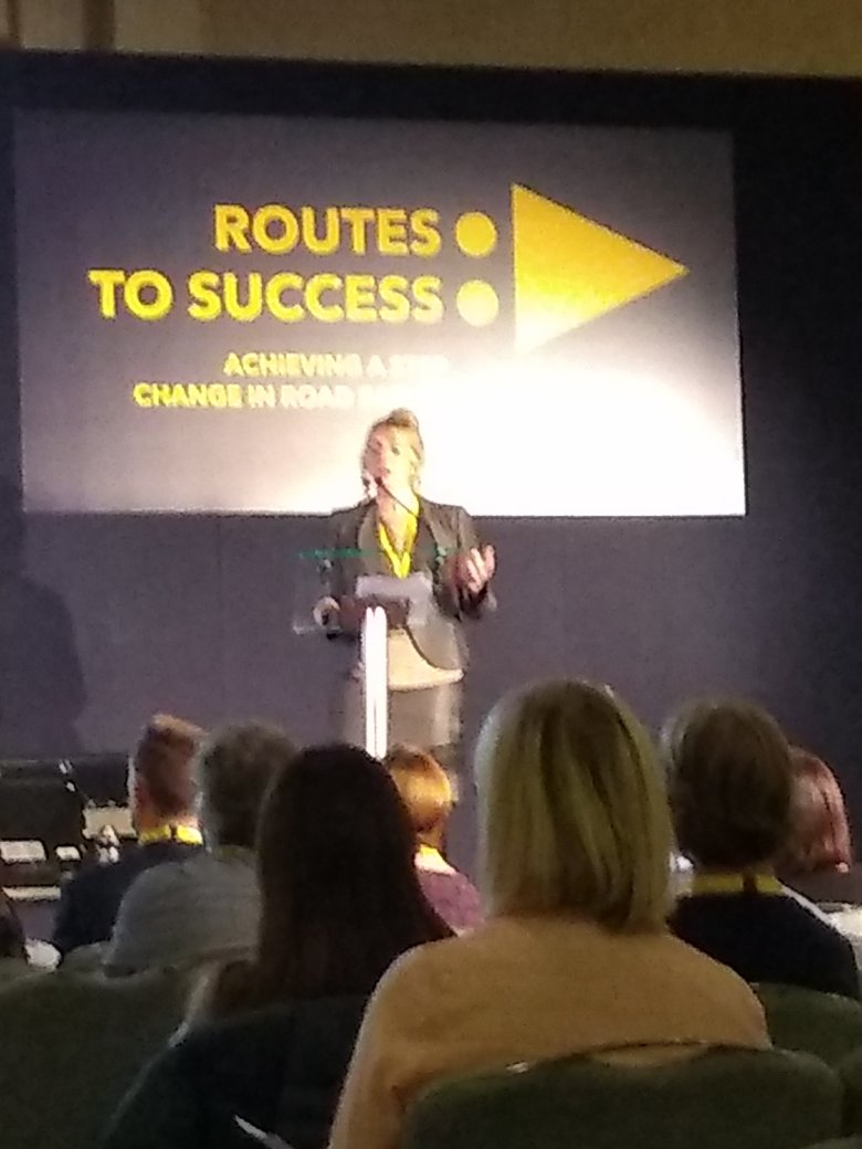 so_mo_co's tweet photo. Nicola Wass @nicolawass1 explaining why we need new approaches to Road Safety to start to make a difference to the number of deaths on the road. #NRSC2018 https://t.co/ePhWwh9Vvz