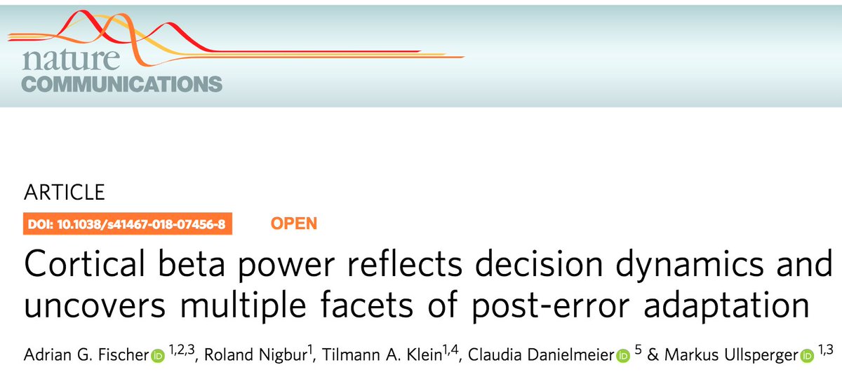 Check out our new <a href="/NatureComms/">Nature Communications</a> paper on how cortical beta power disentangles components of post-error slowing and reduction of interference. Also: includes a nice comparison between DDM predictions and beta! <a href="/UllspergerL/">UllspergerLab</a> <a href="/CCNBerlin/">Center for Cognitive Neuroscience Berlin</a>
rdcu.be/bb5rx