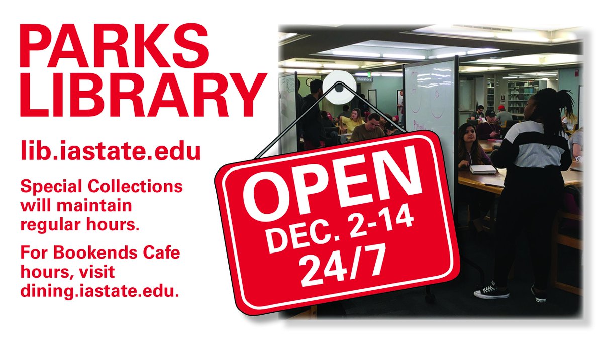 Iowa State U Library (@isu_library) on Twitter photo Starting Sunday, Dec. 2 - .<a href="/IowaStateU/">Iowa State University</a> - Parks is open for you 24/7 through #FinalsWeek. #BarksAtParks 🐩🐕returns #DeadWeek as the #beststudybreakever + other activities🖍️💆 w/ <a href="/bewellisu/">Iowa State Student Wellness</a>. Stay with it #Cyclones.💻📝<a href="/ISUPD/">Iowa State University Police Department</a> Starting Sunday, Dec. 2 - .<a href="/IowaStateU/">Iowa State University</a> - Parks is open for you 24/7 through #FinalsWeek. #BarksAtParks 🐩🐕returns #DeadWeek as the #beststudybreakever + other activities🖍️💆 w/ <a href="/bewellisu/">Iowa State Student Wellness</a>. Stay with it #Cyclones.💻📝<a href="/ISUPD/">Iowa State University Police Department</a>