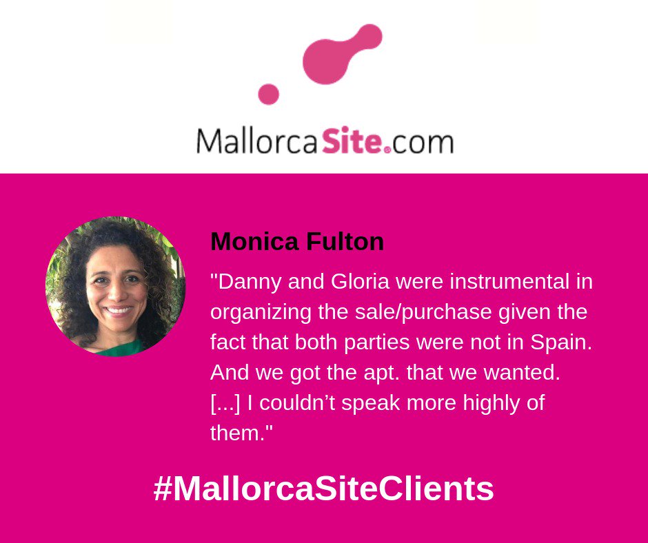 mallorcasite's tweet photo. "Dani y Gloria tuvieron un papel decisivo en la organización de la compra/venta, dado que ambas partes no estaban en España. [...]" No podría hablar mejor de ellos." Mónica Fulton. #MallorcaSiteClients https://t.co/lV5zFT7Sqz https://t.co/saYDDVvRjE