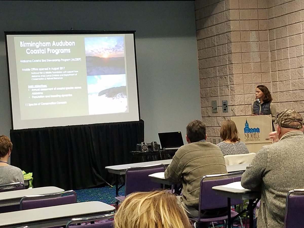 @alcoastalbirds Katie Barnes is presenting about the important work of the Alabama Coastal Bird Stewardship Program at the 2018 <a href="/mobilebaynep/">Mobile Bay National Estuary Program</a> #BaysandBayous Sign up now for the next volunteer opportunity: joinacf.org/alcbsp