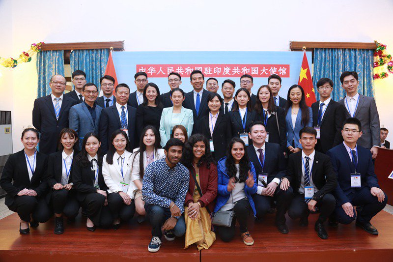 China_Amb_India's tweet photo. A great pleasure to welcome the visiting 200-member Chinese Youth Delegation. The visit is another important warming-up activity for the inauguration of the #China-#India High-level People-to-People Exchange Mechanism to be held next month. https://t.co/k9dbcRNo8e