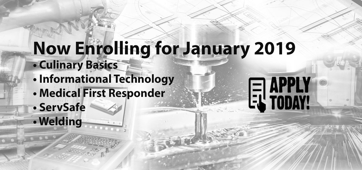 MeceolaTech's tweet photo. Meceola Tech is now offering Culinary Basics and Informational Technology in January! For more information visit https://t.co/3c0N9xDAQU! #meceolatech #skilledtrades #yourfuturestartshere https://t.co/DPAly6ZoRk