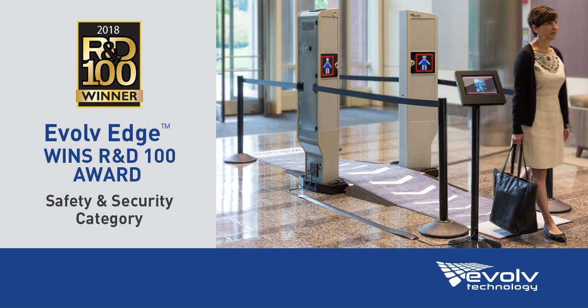 EvolvTechnology's tweet photo. Excited to share that Evolv Edge was named a winner in @RandDMagazine's R&amp;D 100 awards. Check out our latest blog post to learn more about this prestigious award: https://t.co/qzAK8FaFW4  #RD100 https://t.co/33BhQGoyuj