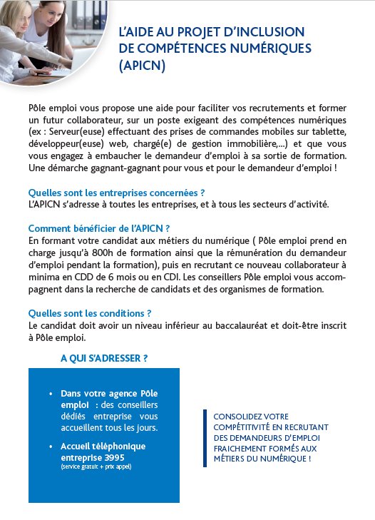 J_Sanfilippo's tweet photo. L’Aide au Projet Numérique, un levier pour aider les #entreprises à former aux #CompétencesNumériques. Mobilisé par @pole_emploi, ce dispositif sera expérimenté jusqu'au 25/04/2019 dans le cadre du Plan d’Investissement dans les Compétences #PIC #10Knum 👉 https://t.co/PVJEMOTYKk https://t.co/ZgkO9APa5C