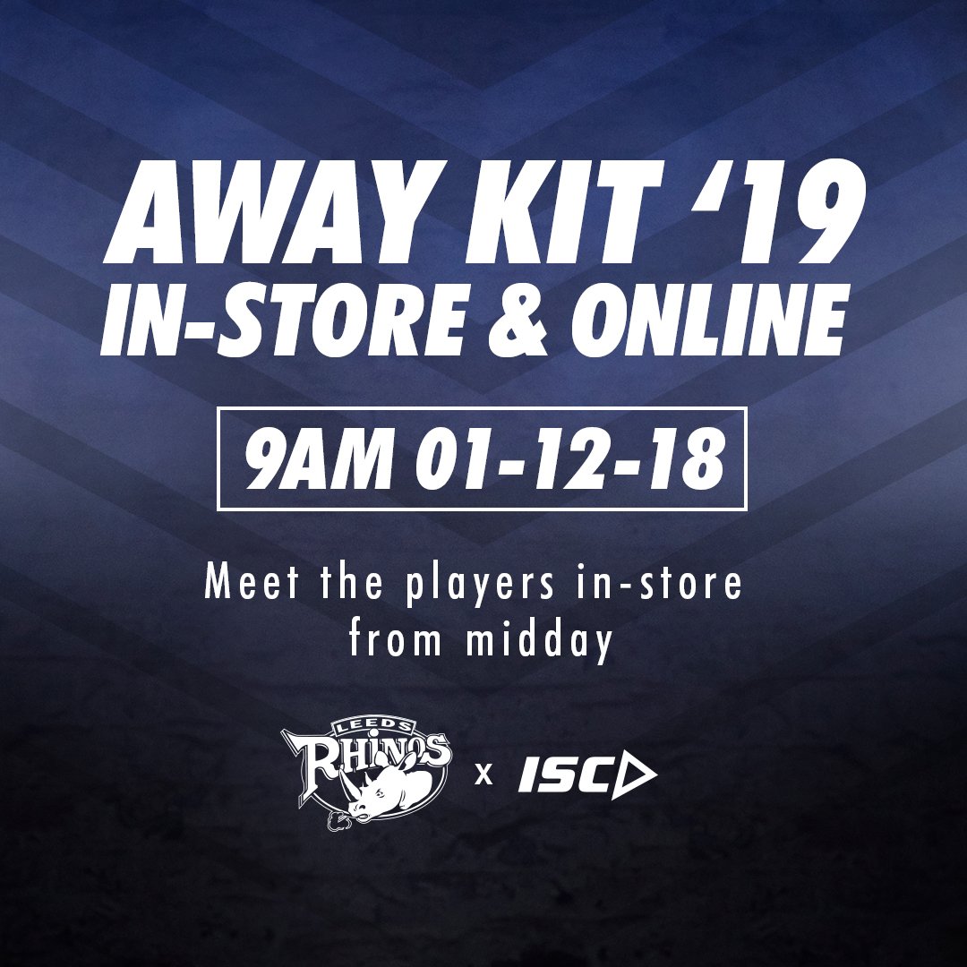 leedsrhinos's tweet photo. ππ The new 2019 Leeds Rhinos away jersey will be revealed in-store and online tomorrow! Why not come down to the Leeds Store from 9am tomorrow for the big reveal, as well as meeting some of the players! ππ #leedsrhinos #awaykitlaunch https://t.co/SoYlQd0W9i