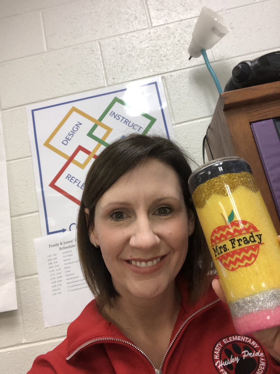 Feeling extra preppy (and warm!) today with my new @hasty_huskies spirit wear and my new teacher tumbler. #hastynation Thanks Heather Fair for my fancy cup!