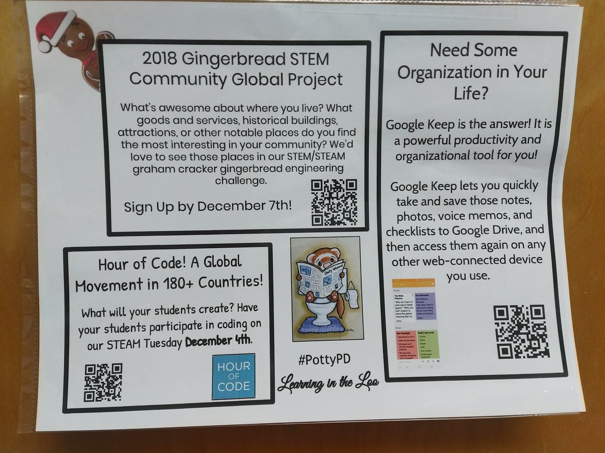 Belindabrarian's tweet image. So, this just began today in our potties. 😂 #PottyPD Thanks @techamys for the inspiration. 😀 @cburgelem @TCBOE @donna_dhudson #LearningintheLoo