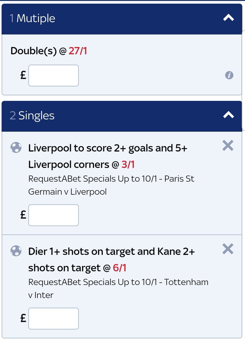 RequestTip's tweet image. CL matches tonight, here is my double. Low stakes and enjoy it