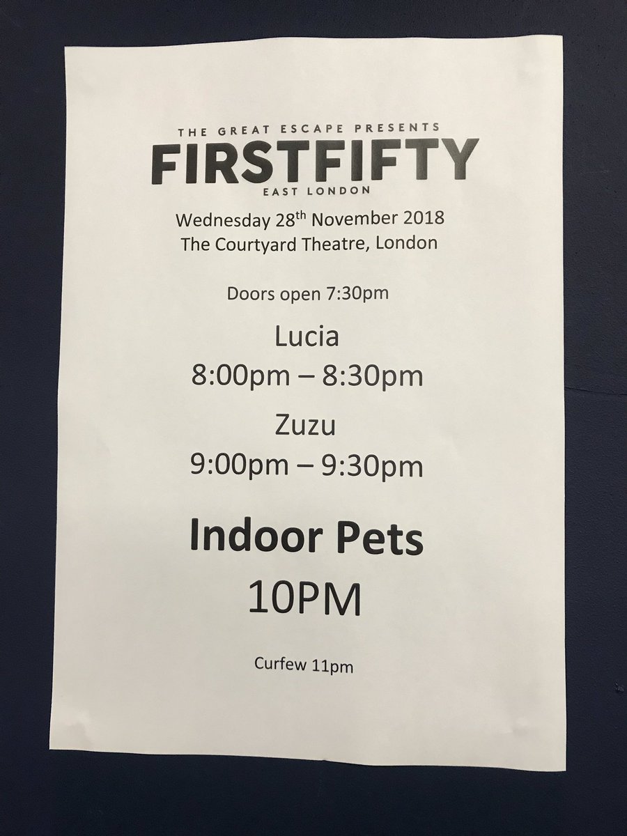 IndoorPets's tweet image. STAGES TIMES 4 2NITE:

@thisiszuzu @LUCIAmusicx 

@thegreatescape #FirstFifty