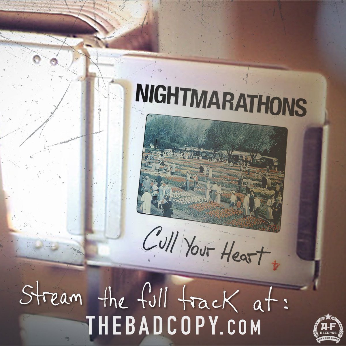 AFrecordsPGH's tweet photo. STREAM: Stoked to debut a brand new @nightmarathons jam this afternoon with the help of our friends @BadCopyOfficial!

Listen to "Cull Your Heart" - the next single set to appear on the band's 2019 debut full-length 'Missing Parts' on A-F Records!

https://t.co/L4VMvI9fOW https://t.co/gHxG6eEbbT