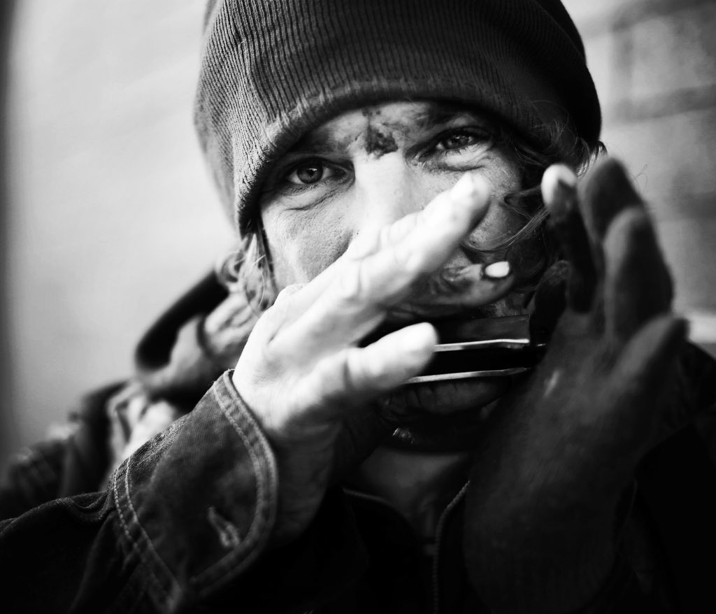 mikesimonsphoto's tweet photo. Mark plays harmonica near 11th Street and Utica Ave. Nov. 28, 2018. He has been on the streets for 6 years. (I believe harmonica player pictures should always be black and white) #blackandwhite #b&amp;w #bw #hamonica https://t.co/ngTexgFfqg https://t.co/jTWNf7a8ZE