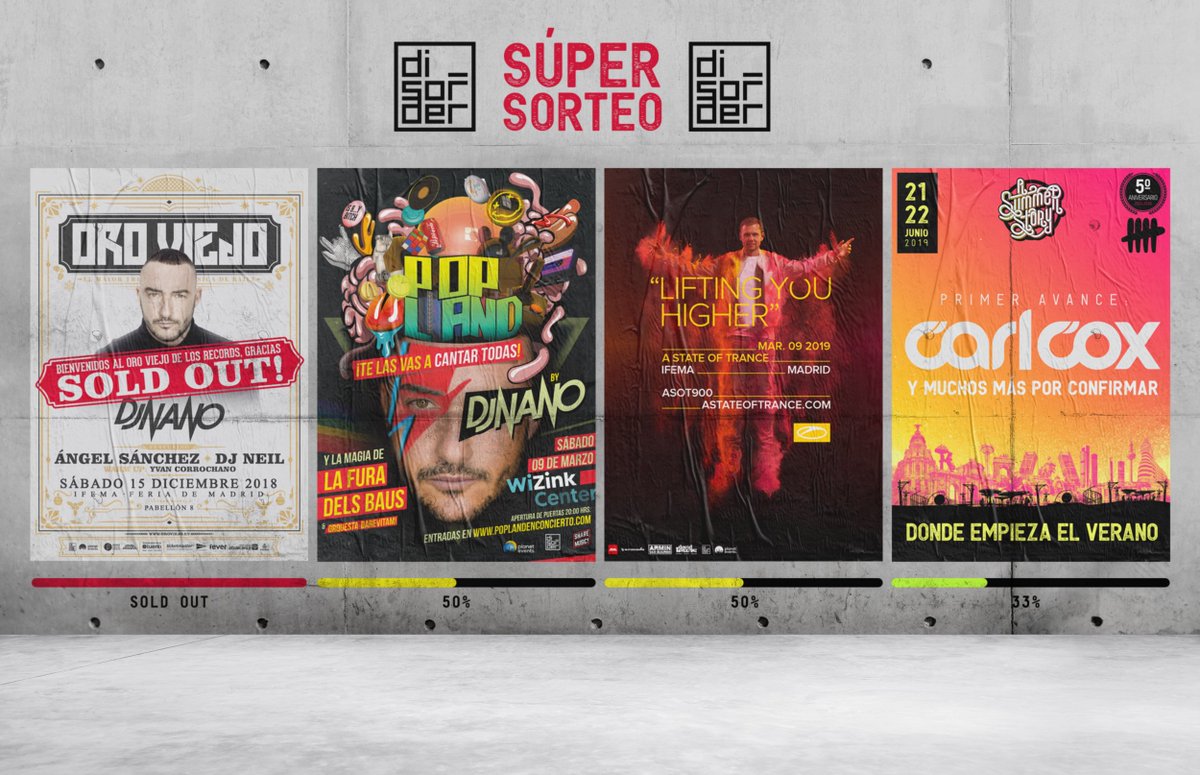 🔝 ¡SÚPER SORTEO! 🔝

1⃣ RT
2⃣ Síguenos
🏆 Sorteo 2 ABONOS VIP DISORDER para asistir a todos nuestros eventos.

Hoy celebramos con este #SÚPERSORTEO el reciente #SoldOut de #OroViejo by <a href="/djnanoshow/">Dj Nano</a> . Y muy atentos, porque... ¡#Popland by #DjNano será el siguiente en conseguirlo!