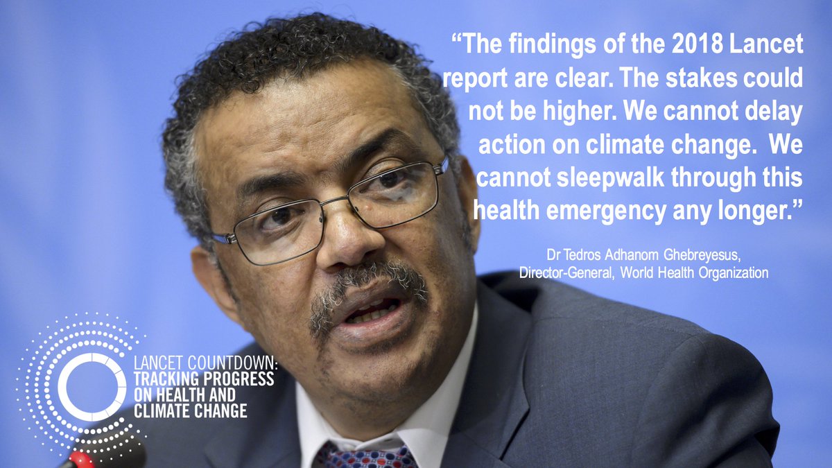 The Lancet Countdown on Health and Climate Change (@lancetcountdown) on Twitter photo "The findings of the 2018 Lancet report are clear ... We cannot sleepwalk through this health emergency any longer." <a href="/WHO/">World Health Organization (WHO)</a> Director-General <a href="/DrTedros/">Tedros Adhanom Ghebreyesus</a> on the #LancetClimate18 report bit.ly/lancetcountdown "The findings of the 2018 Lancet report are clear ... We cannot sleepwalk through this health emergency any longer." <a href="/WHO/">World Health Organization (WHO)</a> Director-General <a href="/DrTedros/">Tedros Adhanom Ghebreyesus</a> on the #LancetClimate18 report bit.ly/lancetcountdown