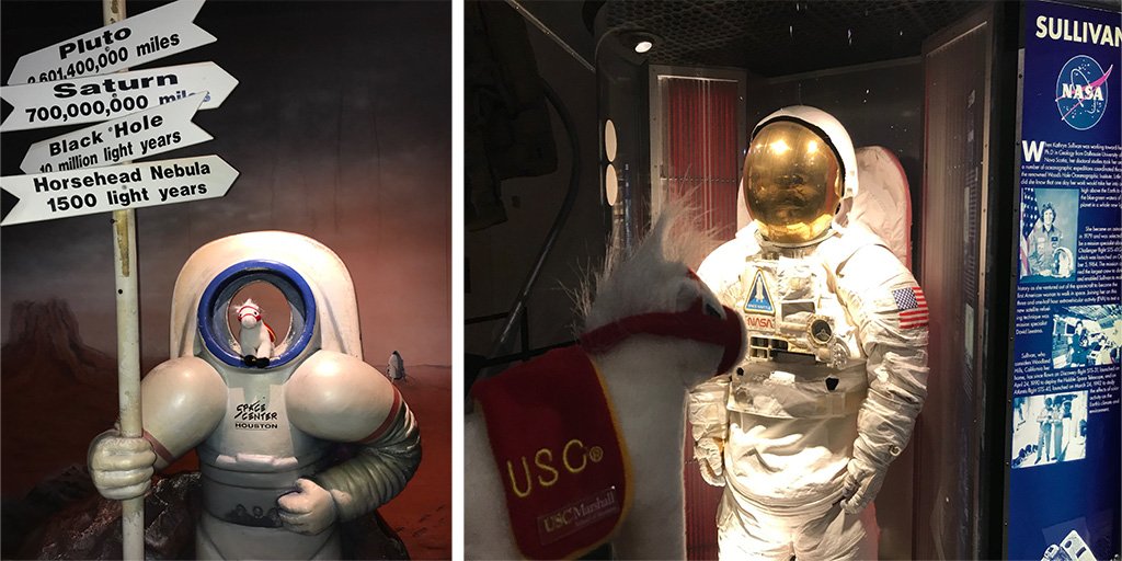 marshallmba_adm's tweet photo. Horsehead Nebula sounds like a great place for Traveler to visit! Stopped by to see the actual space suit worn by Dr. Kathryn D. Sullivan, a crew member on 3 Space Shuttle missions and the first American woman to walk in space!
#TrekkingwithTraveler #USCMBA https://t.co/WS6lII8lVT