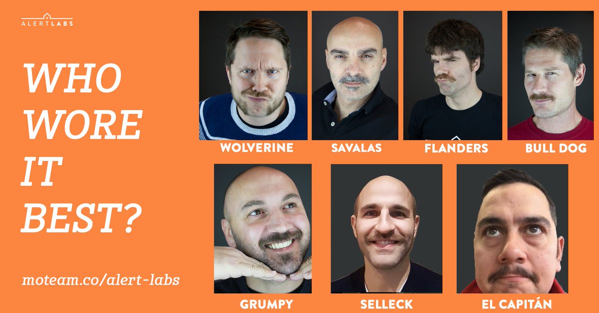 We've raised more than $400 for Movember so far. Help us get to $1000. Oh, and let us know who wore it best? Donate here: moteam.co/alert-labs <a href="/MovemberCA/">Movember Canada</a> #Movember #Movember2018 #moustache