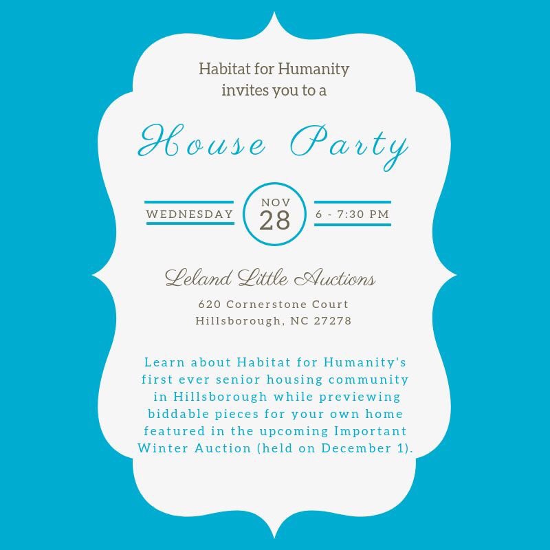 orangehabitat's tweet photo. Join us tonight for an auction preview party with @llauctions!

Check out the items that will be up for auction at the "Important Winter Auction" this weekend while hearing more about the work Habitat is doing in Hillsborough!

#OrangeHabitat #AuctionParty #Hillsborough https://t.co/MJmPwWCLZK