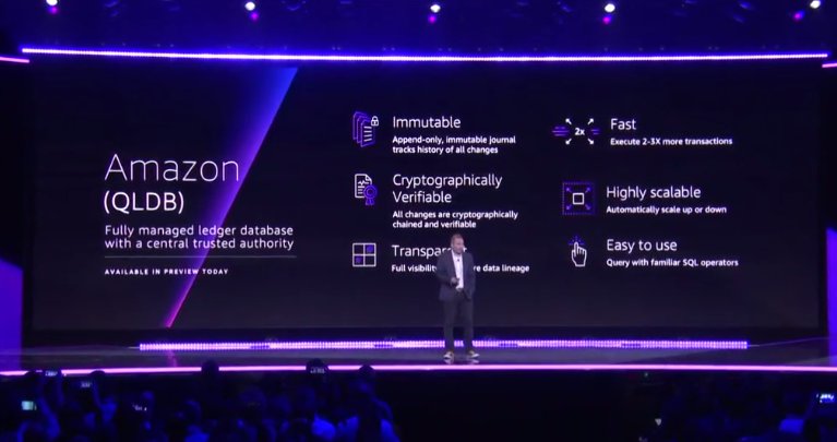rightscale's tweet image. Amazon launches QLDB, a fully managed ledger database with a central trusted authority and Amazon Managed Blockchain. #reinvent #aws